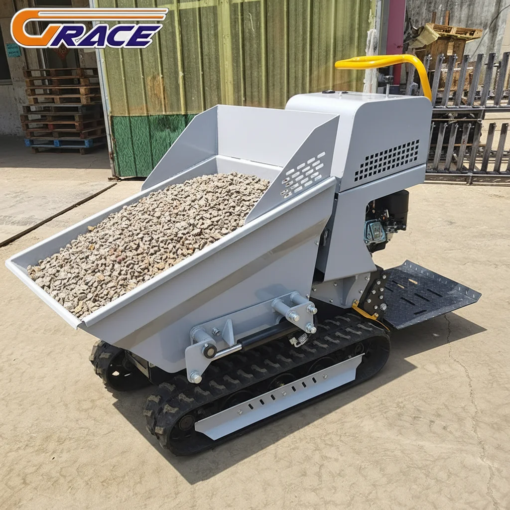 EURO 5 EPA Raupen-Minidumper 800kg – Fabrik-Großhandel für Sand- und Bauschutttransport mit verstellbarem Lader