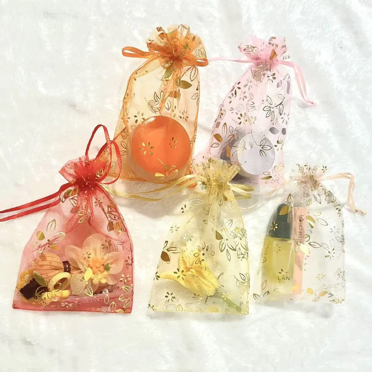 100 Stück Bauhinia Organzabeutel Bündel Tasche Geschenk Süßigkeiten Ei Süßigkeiten Kordelzug Kopf Schmuck Verpackung – Detail 5