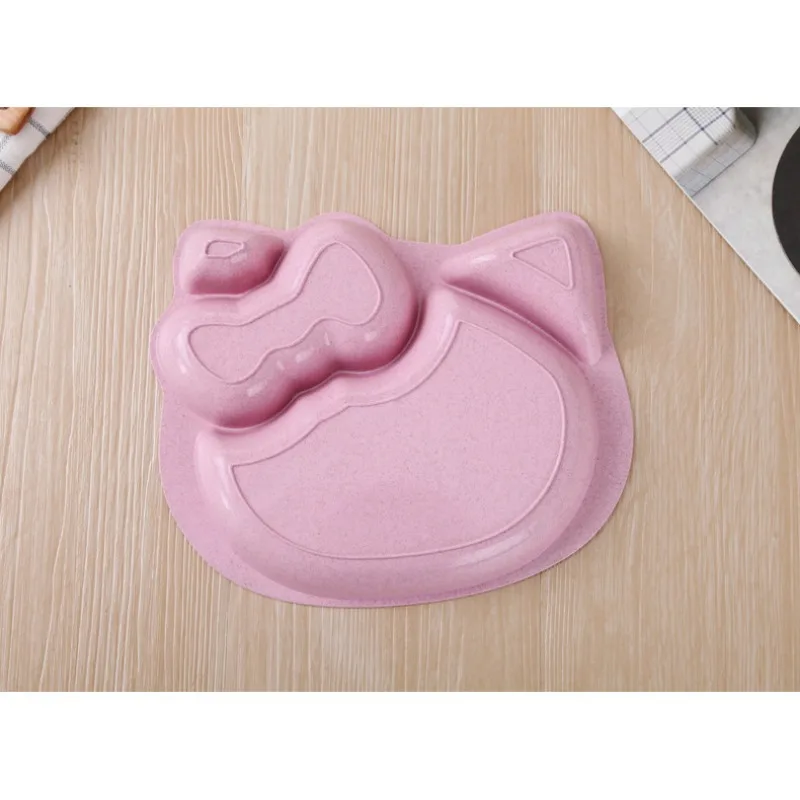 Sanrio 헬로 키티 어린이 저녁 식사 접시 분할 테이블 접시 저녁 식사 접시 분리 가정용 성인 Anti-fall 플라스틱 접시
