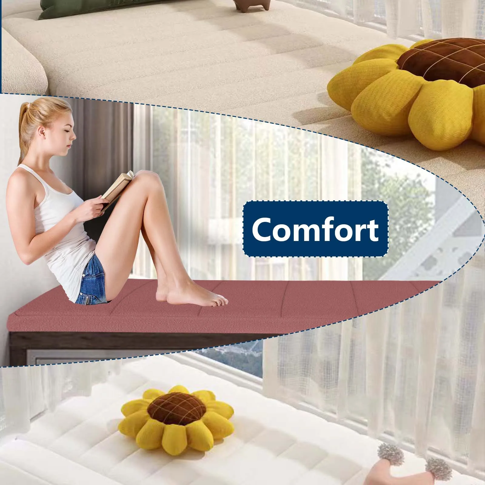 Custom Thick Bench Cushions Teddy Velvet Cushions Indoor Non Slip Seat Cushions Sofa Balcony Sofas Seat Pads Bay Window Cushions 4