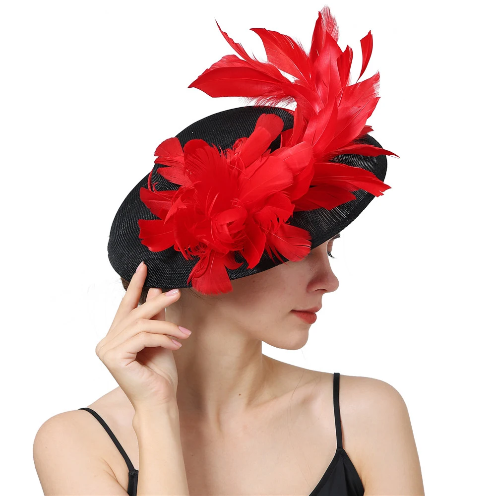 

Fascinator Wedding With Face Veils Women For Ladies Event Feather Headpiece Hair Clip And Headband Church Occasion Headwear