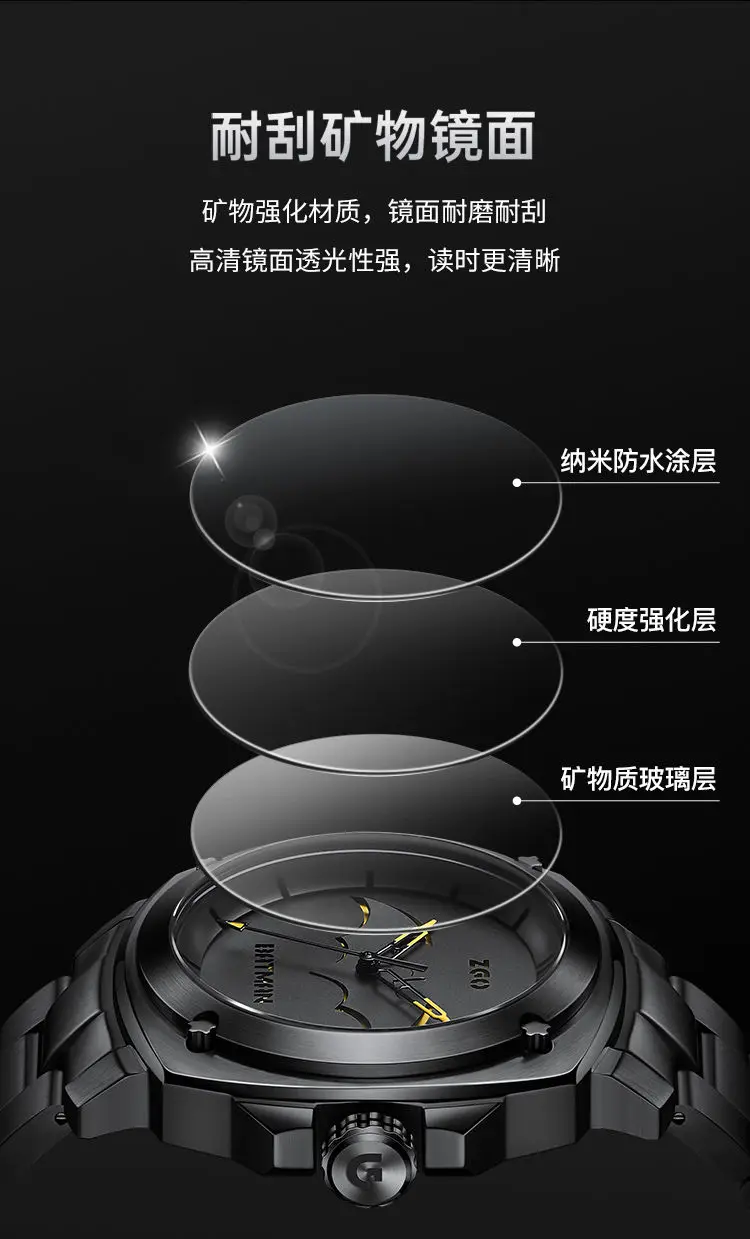 Genuine Warner Dc Batman Co Branded Watch Waterproof Watch Batman Luminous Men'S Business Advanced Wrist Watch Birthday Gift