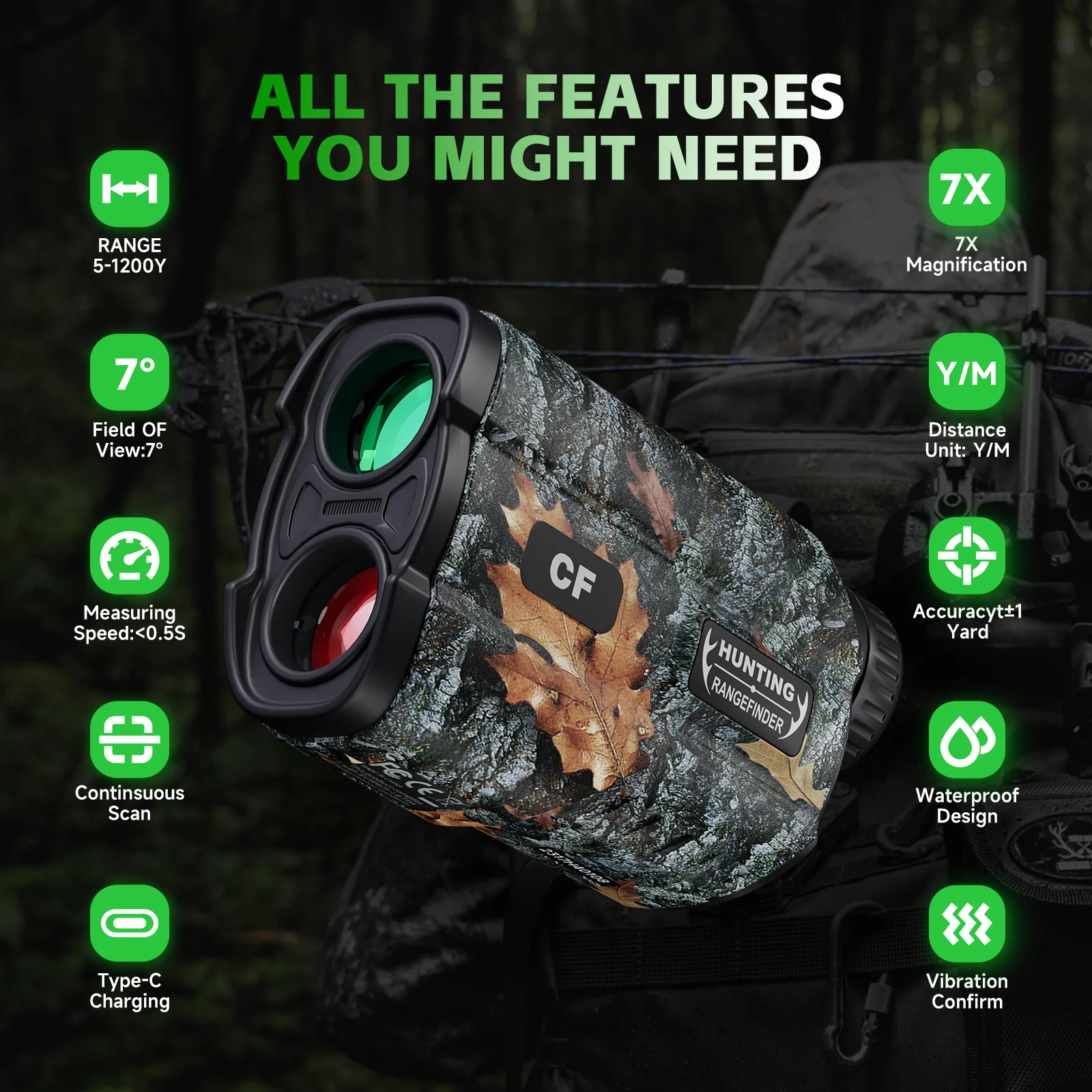 Hawkray Hunting Golf Rangefinder 1200 yards