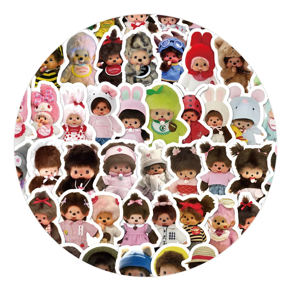 80 Stück Monchhichi Graffiti-Aufkleber für Kinder, Kawaii, wasserfest, für Telefon, Computer, Notebook, Schreibwaren, DIY, Spielzeug, Geheimnis