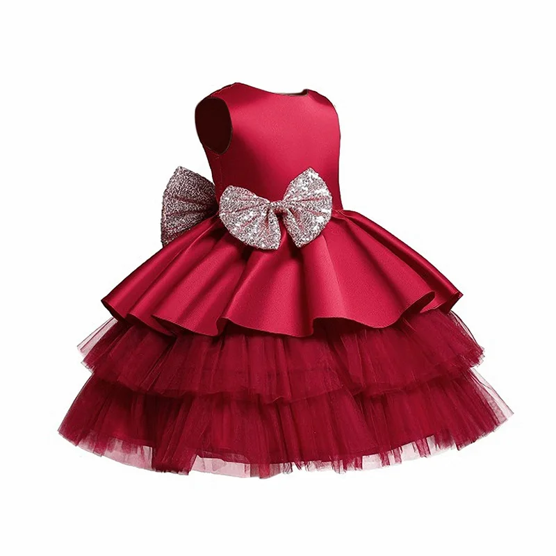 

European And American Foreign Trade Children's Dresses Girls' Dresses Mesh Cake Puffy Dresses Children's Bow Princess Dresses