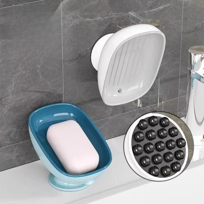 Soap Dish Super Suction Cup with drain water For Bathroom Soap Holder Kithcen Sponge Holder container Bathroom Supplies