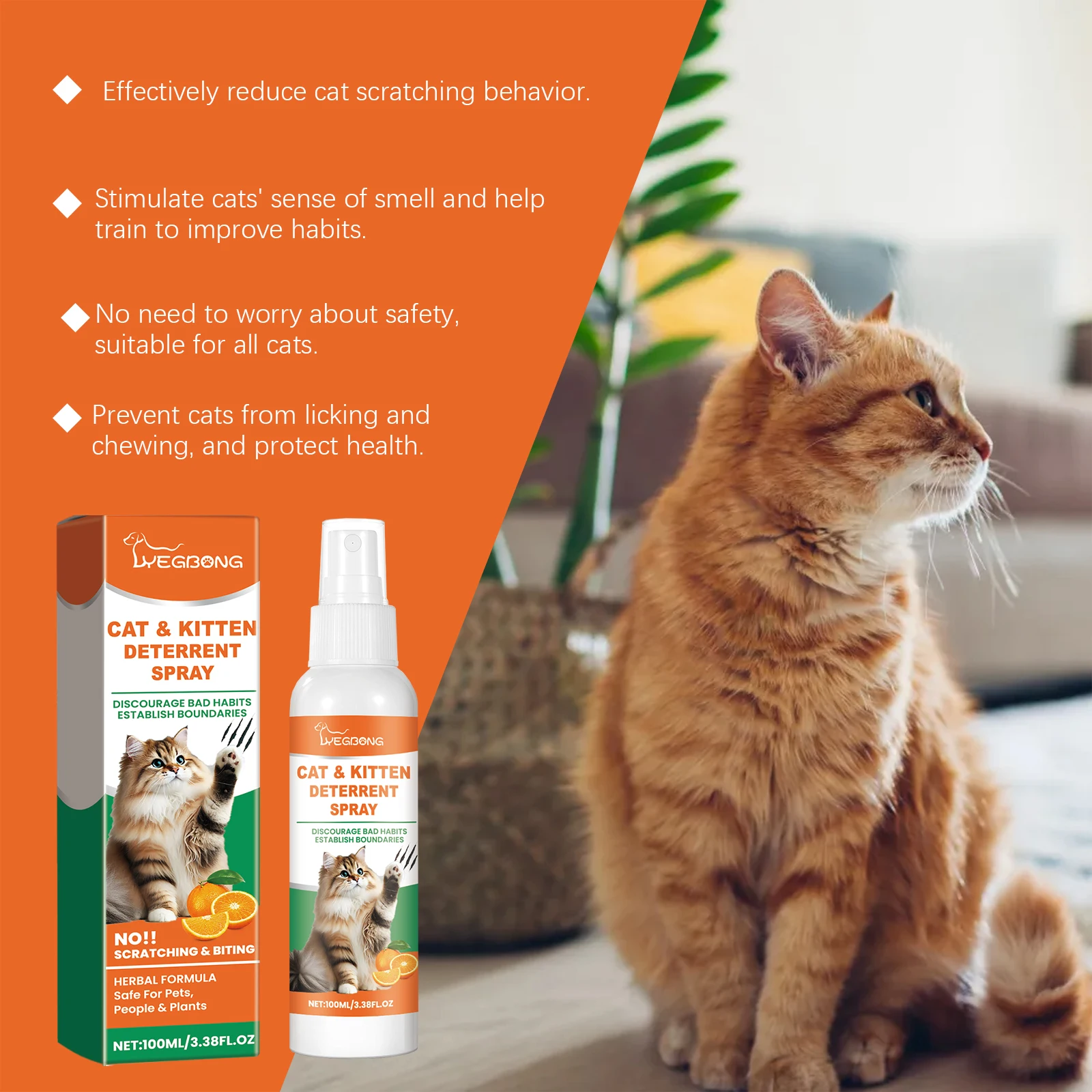 YEGBONG Cat Kitten Deterrent Spray Keep Pets Away From