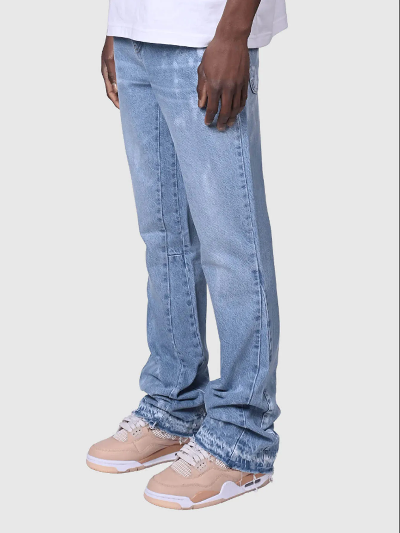 New Spring Vintage Blue Jeans Men Hand-paint Regular Fit Stretchy Denim Pants For Man 3