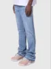 New Spring Vintage Blue Jeans Men Hand-paint Regular Fit Stretchy Denim Pants For Man 3