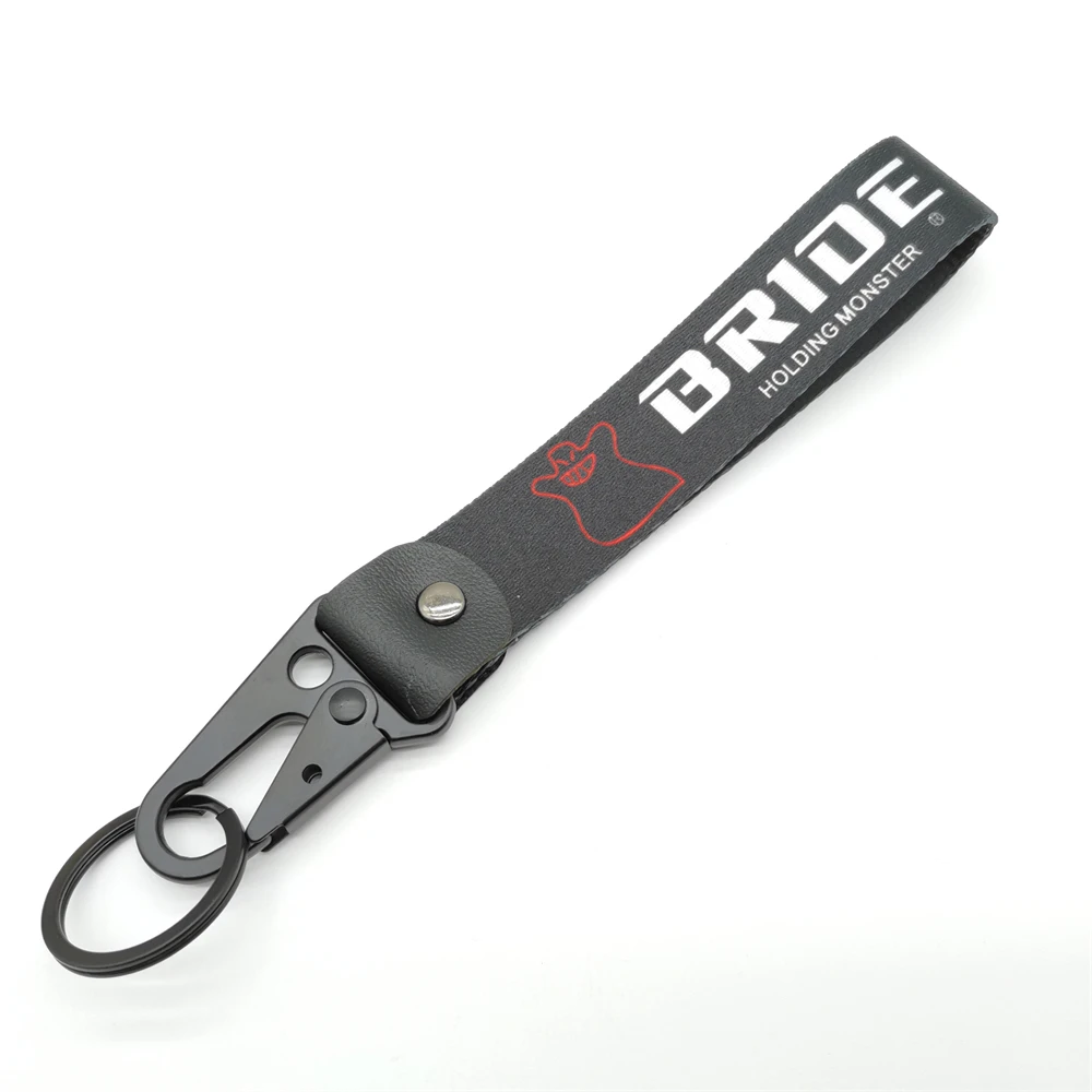 

JDM Car Keychain Modified Logo Printed Nylon Wristband Key Tag Black for BRIDE Fashion Accessories Gadgets Lanyard Men Gift