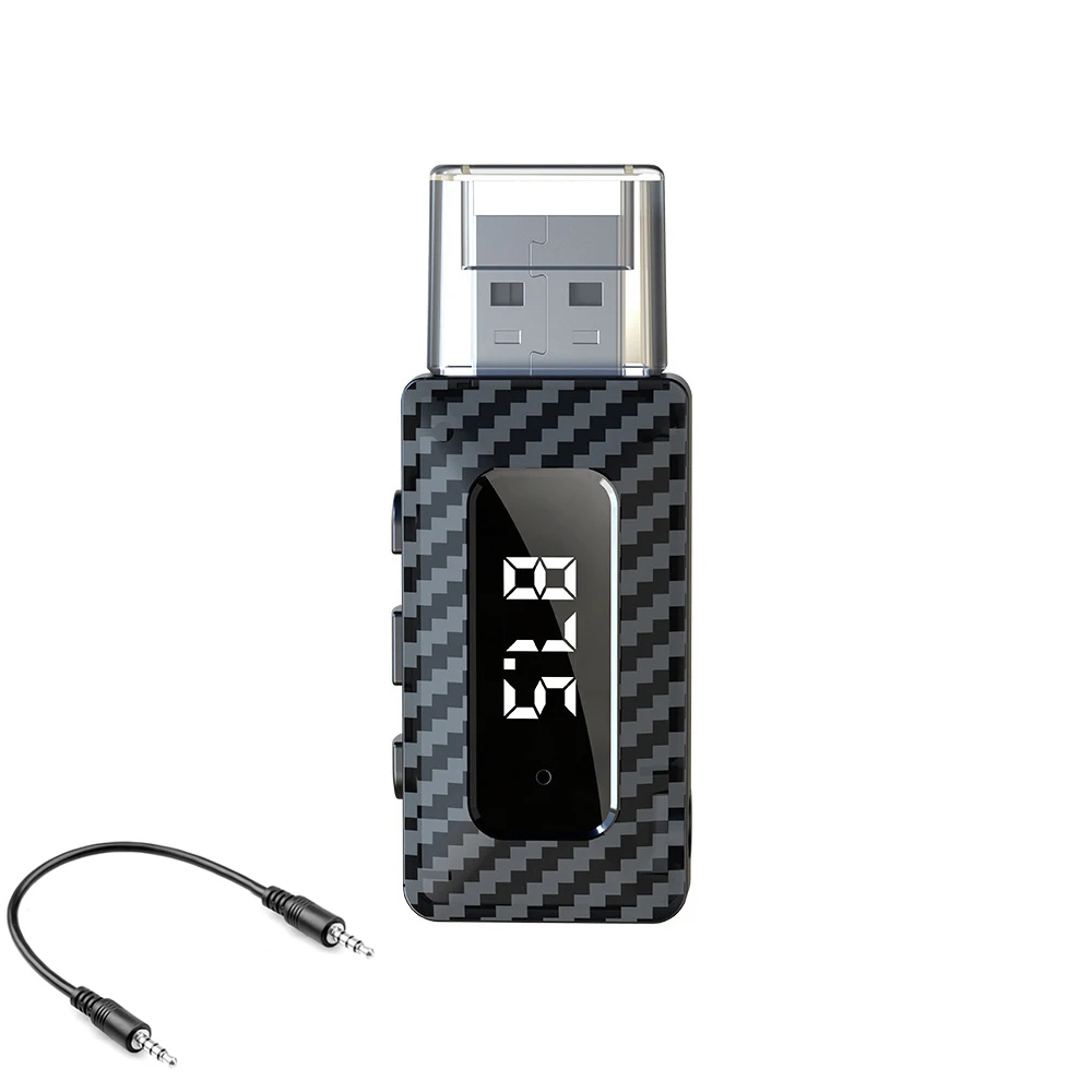 차량용 미니 USB 송신기 리시버 블루투스 5.3, LED 디스플레이, 핸즈프리 통화, 자동차 키트, 자동 무선 오디오, FM 라디오용, 3 in 1