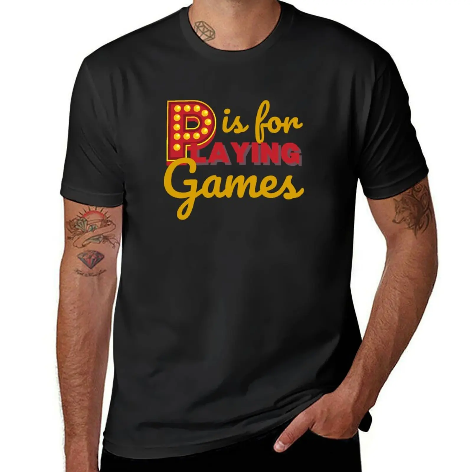 P is for Playing Games T-shirt korean fashion graphics mens t shirt
