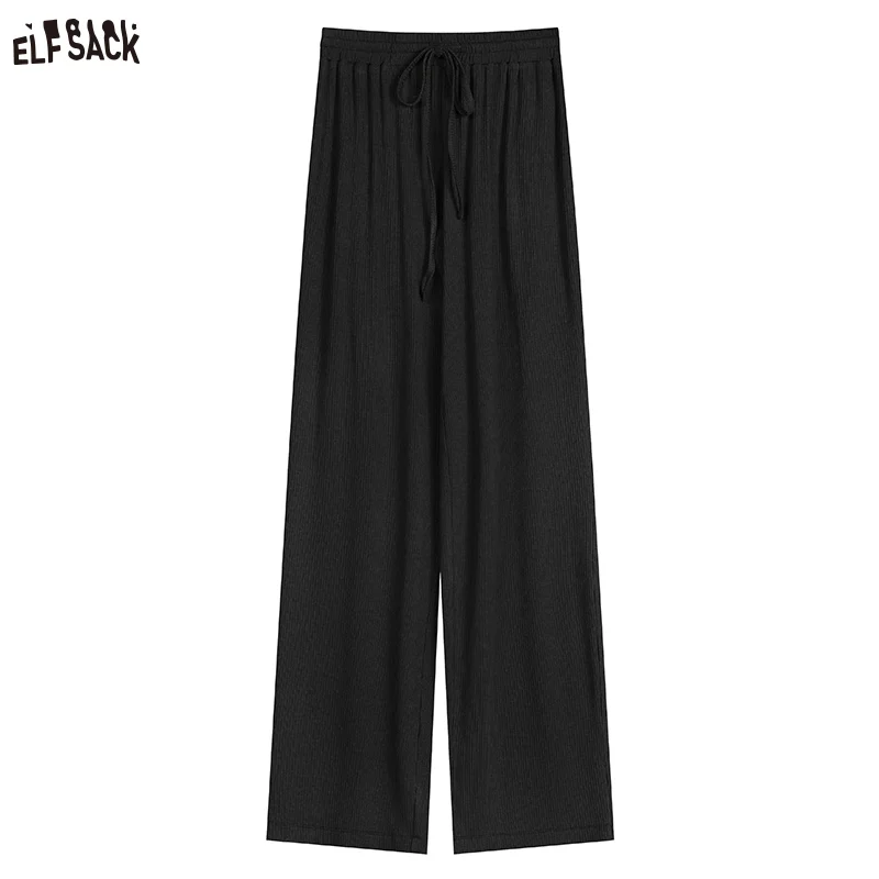 ELFSACK Drape Wide Leg Pants Women 2023 Spring High Waist Casual Daily Trousers