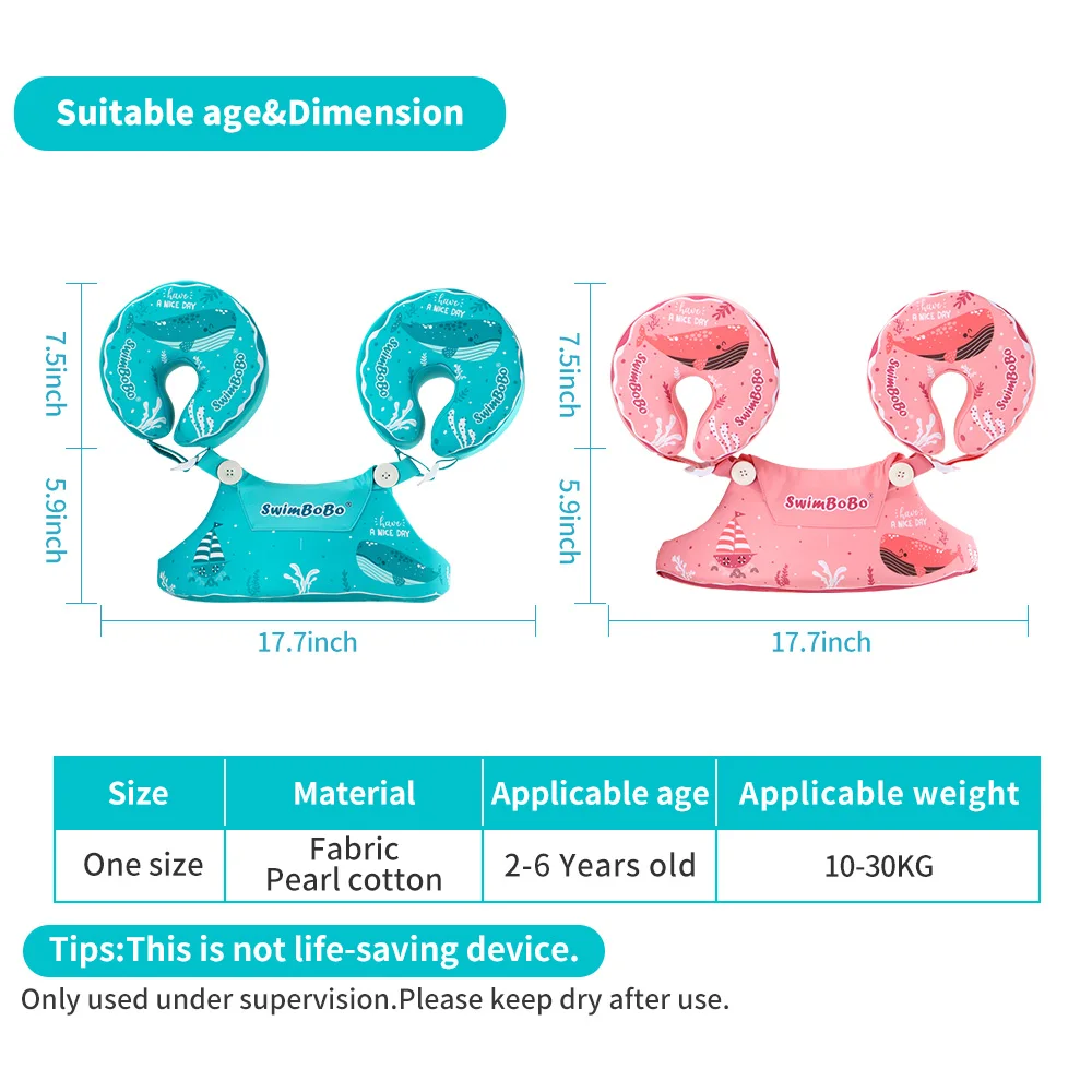 Non-Inflatable Baby Swimming Ring Kids One-Piece Sleeves Arm Rings Tube For Summer Swimming Armbands Circle Floating Trainer 3