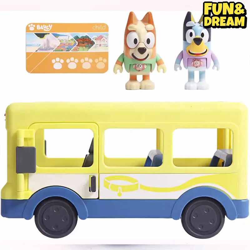 The Bluey Family And Friends Cute Bluey Dolls Movable Table Ornaments Children'S Toys School Bus Ornaments Birthday Present 4