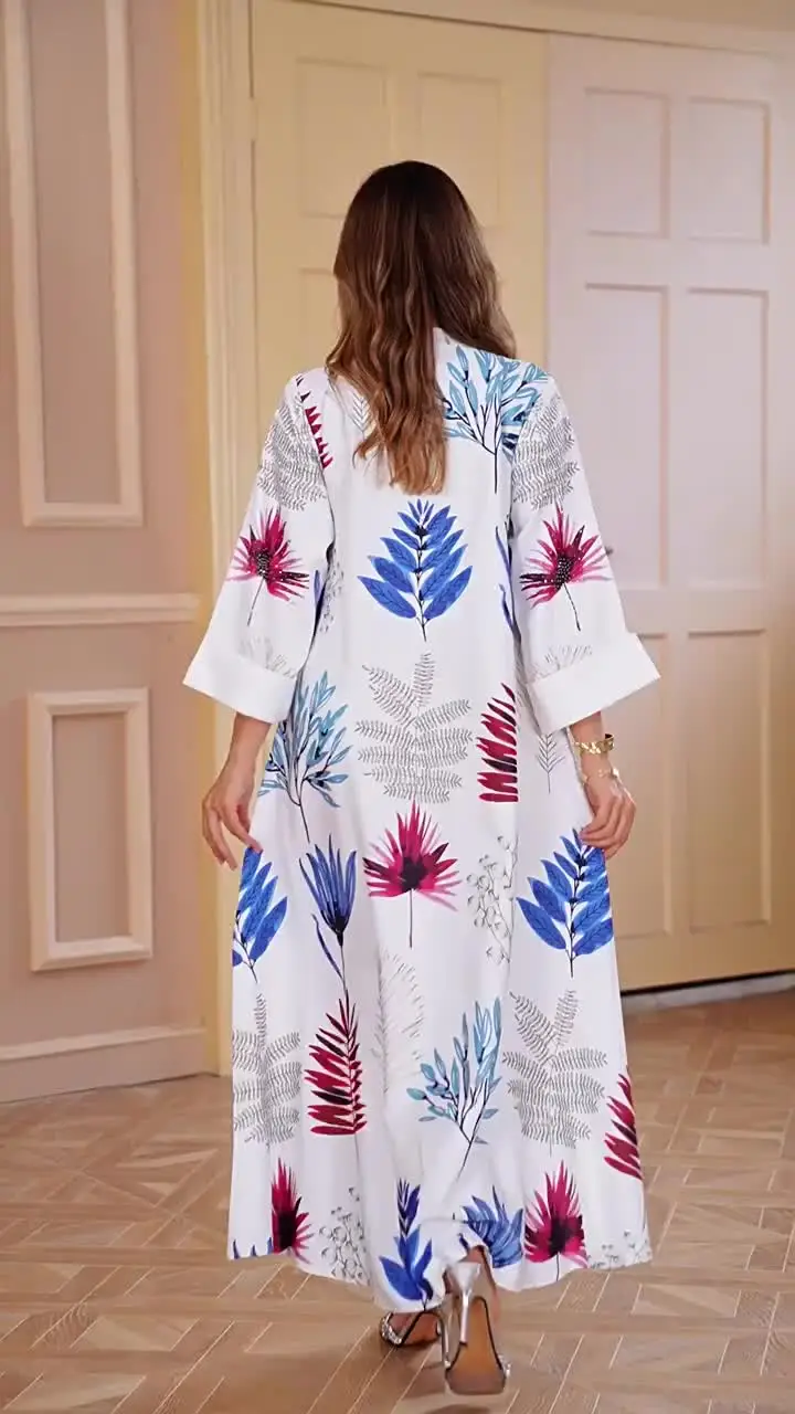 Ид аль Фитр Мусульманская Абая Марокканская Мода Халат Дубай Элегантное