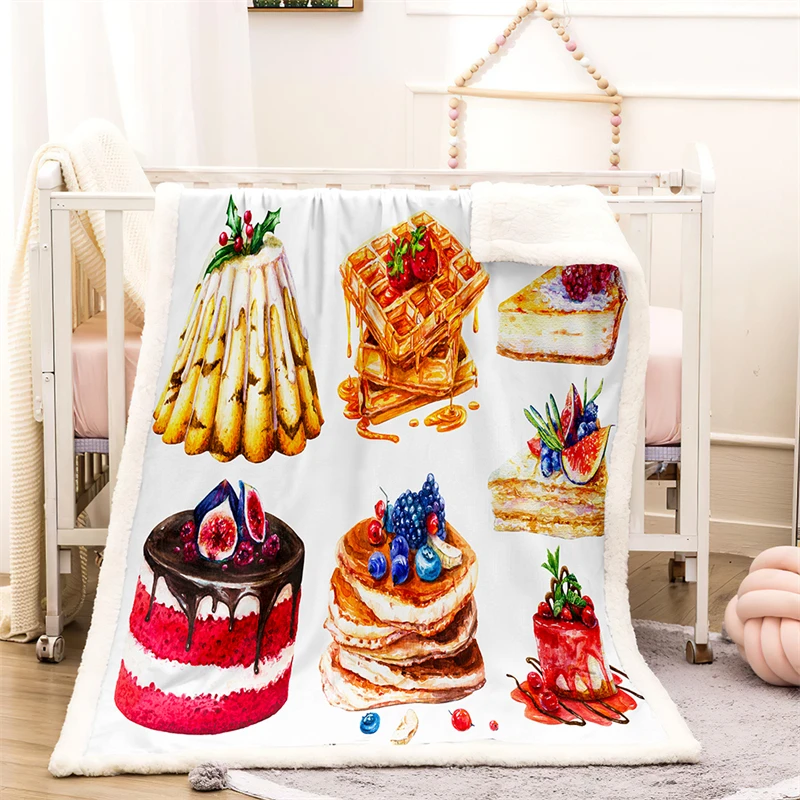 

Delicious Cake Winter Home Blanket Thick Warm Winter Bed Blankets Office Nap Shawl Sofa Cover Fluffy Bedspread On The Bed