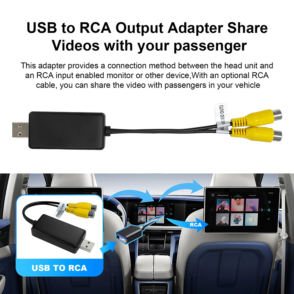 Video Output Adapter USB To CVBS 2 CVBS Output USB To RCA Cable DC 5V for Android Multimedia Player and Android TV Player