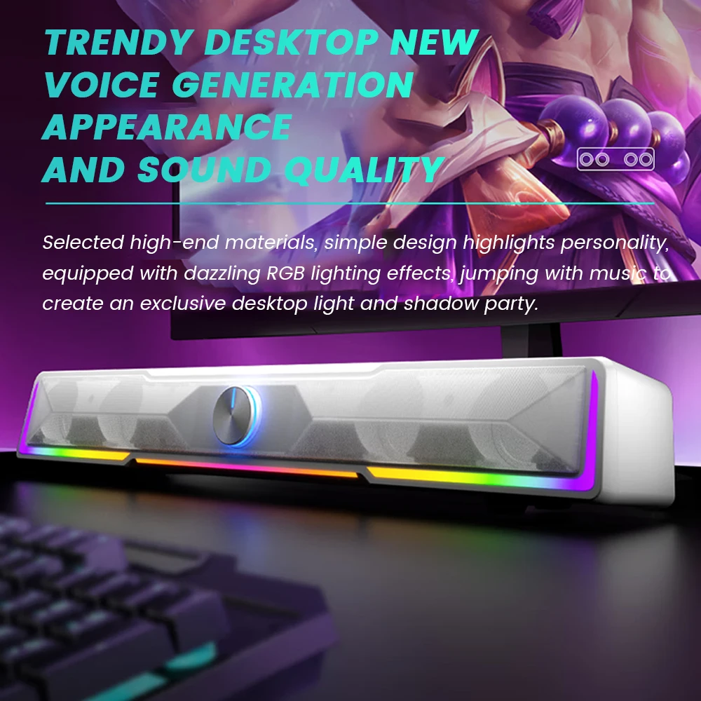 PHILIPS SPA4100 Soundbar Simple Design 52mm Driver Unit Stereo Environment Featuring RGB Light Strips And Independent Knobs