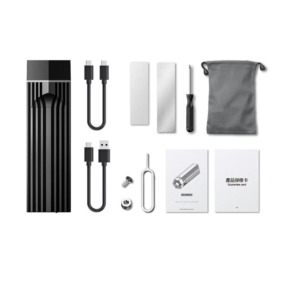 RGB SSD 케이스 알루미늄 합금 JMS583 10Gbps 외장 어댑터(냉각 팬 포함) M Key/B M Key용 고속 쓰기 방지 스위치