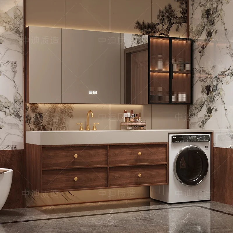 new wash basin, washing machine integrated cabinet, indoor bathroom, bathroom cabinet combined washstand, customized
