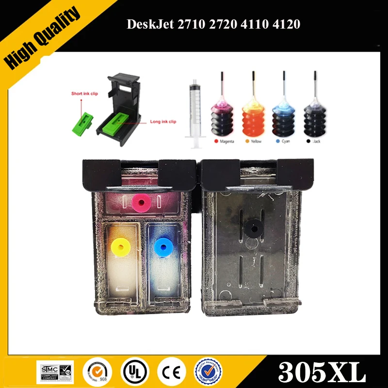 Einkshop Per Hp 305 Xl 305Xl Sostituzione Cartuccia D'Inchiostro Ricaricabile Per Hp305 Deskjet 2710 2720 4110 4120 Per Cartucce Hp 305