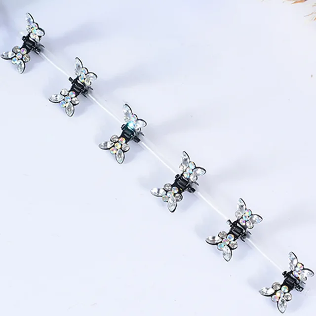 ncmama 12pcs/set Mini Rhinestone No-Slip Grips Hair Clips for Women Girls Glitter Teeth Metal Clamps Flower Hair Accessories 12pcs D