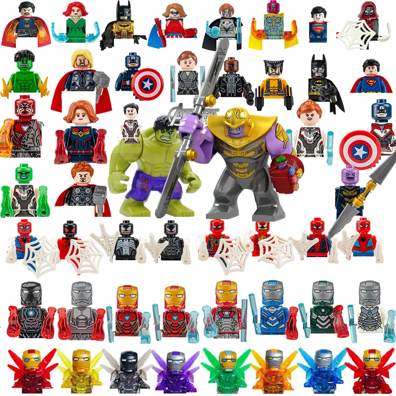 

Фигурка мини-конструктора из аниме, Набор пазлов супергероев Марвел, Человек-паук, железный человек, Детский интерактивный подарок на день рождения