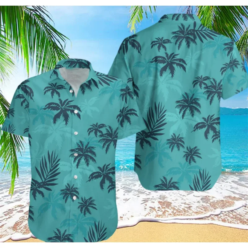 Summer Hawaiian 3D Animal Cranes Printing Shirts Palm Tree Graphic Short Shirts Men Fashion Harajuku Clothing Y2k Tops Blouses 4