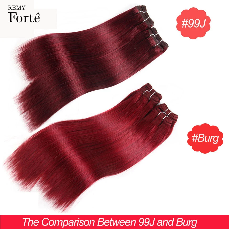 Brazilian Straight Hair Weave Human Hair 4 Bundles Deal 190 Grams 1 Packet 100% Natural Extensions 6 Colors 4 # 99J# Red