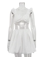 Marthaqiqiq White Ladies Nightgowns Suit Crop Top Sleepwear V-Neck Nightwear Tank Tops Nightie Shorts Causal Female Pajamas Set - Image 4