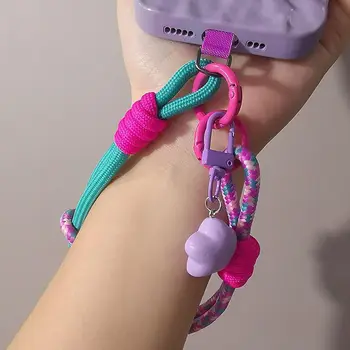 Universal Adjustable Phone Lanyard Wrist Strap 2-in-1 Short Hand Rope Woven Stylish Woven Thumb Strap for Men and Women 1