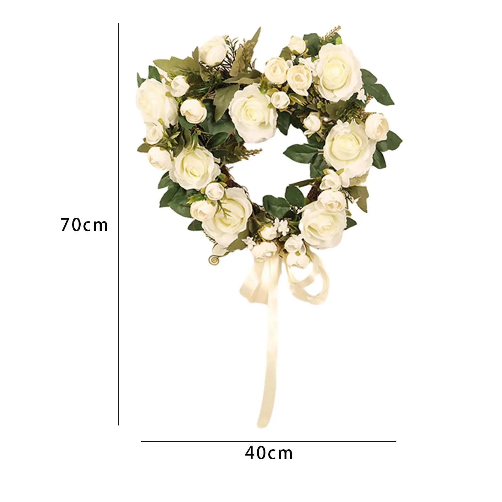 Heart Shaped Wreath Front Door Decorative Flower Indoor Valentines Day Wreath Artificial Wreath Garland for Door Wedding Home