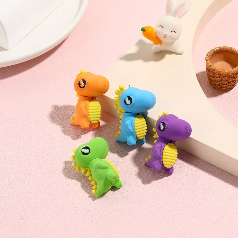 3Pcs/Lot Kawaii Cartoon Dinosaur Pencil Erasers 3D Creative Eraser Rubber for Kids Children Student School Stationery Wholesale 4