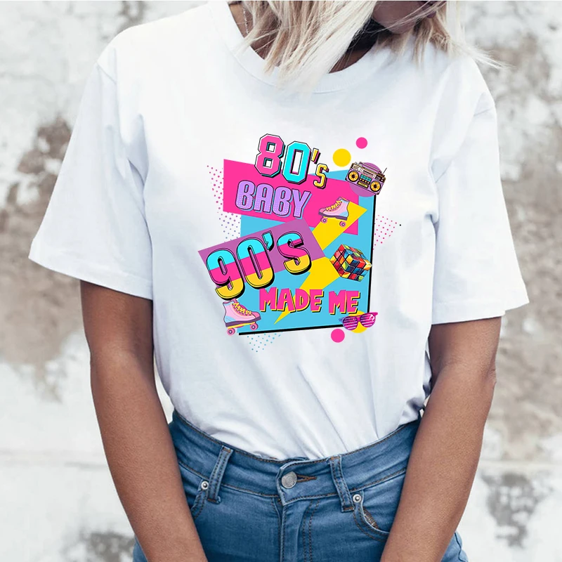 

New 80S Baby 90S Made Me Graphic Printed T Shirt Cool Short Sleeve Female Fashion Streetwear Personality Tees Top