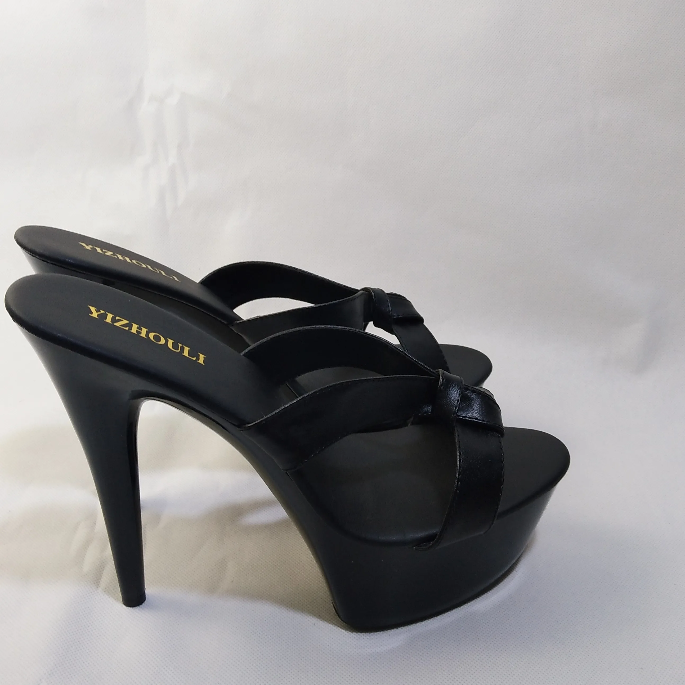 Professional custom night club 15cm ultra high heel Roman stiletto sandals, banquet 6 inch female model dance shoes