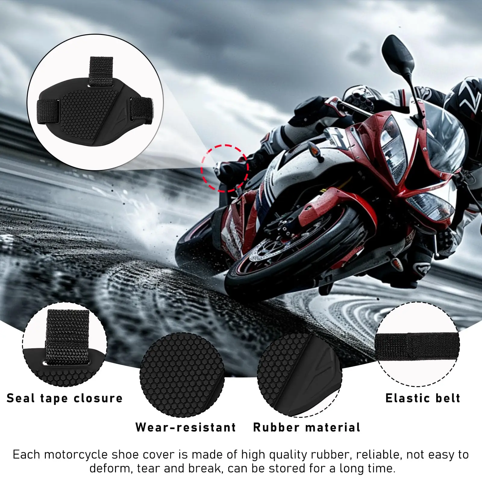 Black Motorcycle Shifter Pad Boot Cover - Rubber Shoe Protector