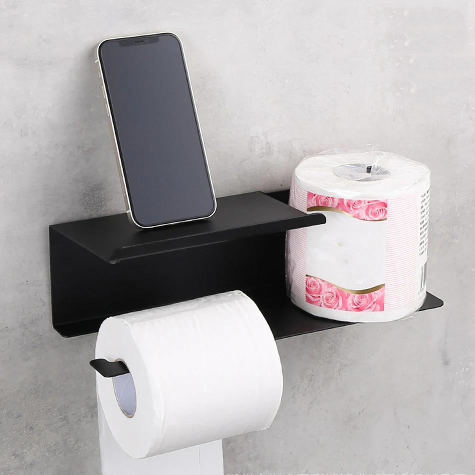 BAORELST Chroom Toiletrolhouder met Plank, Wandgemonteerde Premium 304 Roestvrij Stalen Roestbestendige Toiletpapierhouder, Badkamer Modern Design