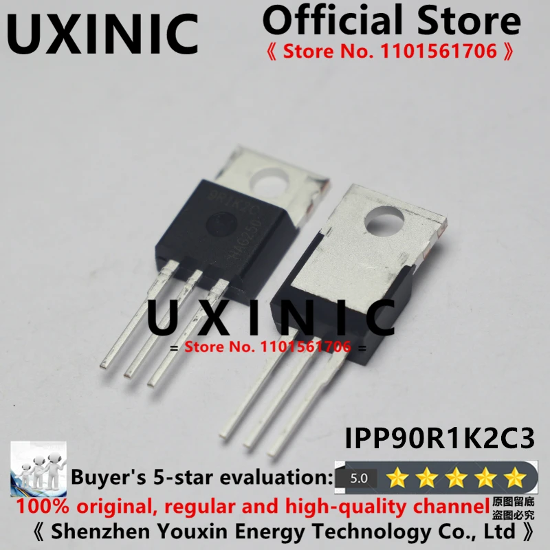 

UXINIC 100% New Imported Original IPP90R1K2C3 9R1K2C TO-220 MOS FET 900V 5.1A