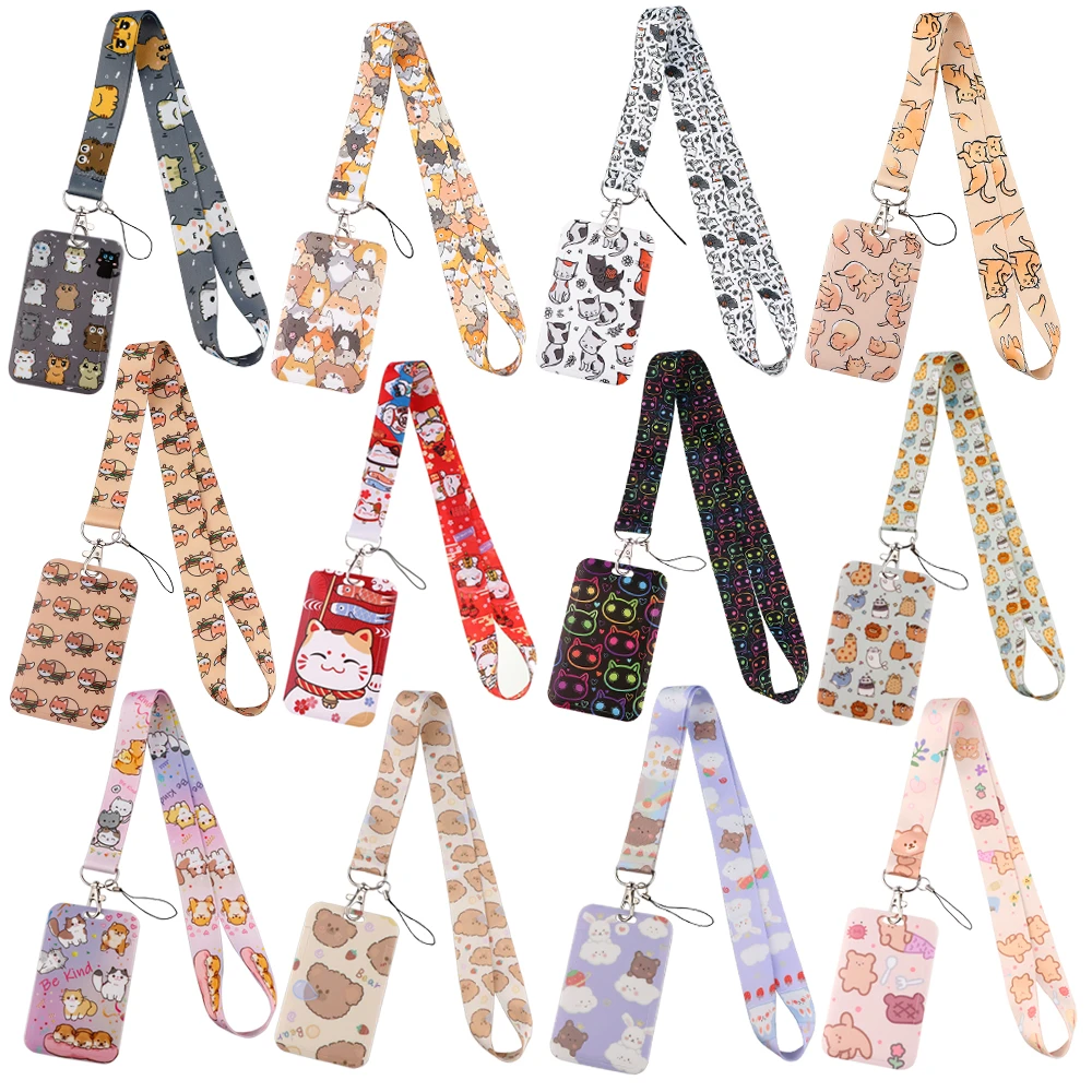 Cat Keychain Neck Strap Neck Lanyards Keys Cat Bear Key Chain