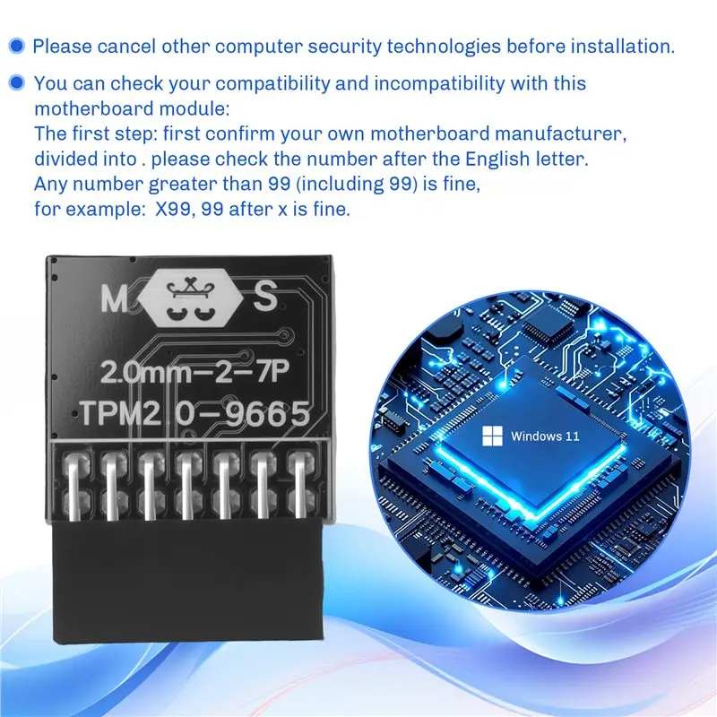 A92Z LPC TPM 2.0 암호화 보안 모듈 원격 카드 TPM2.0 모듈 보드 (윈도우 11용)