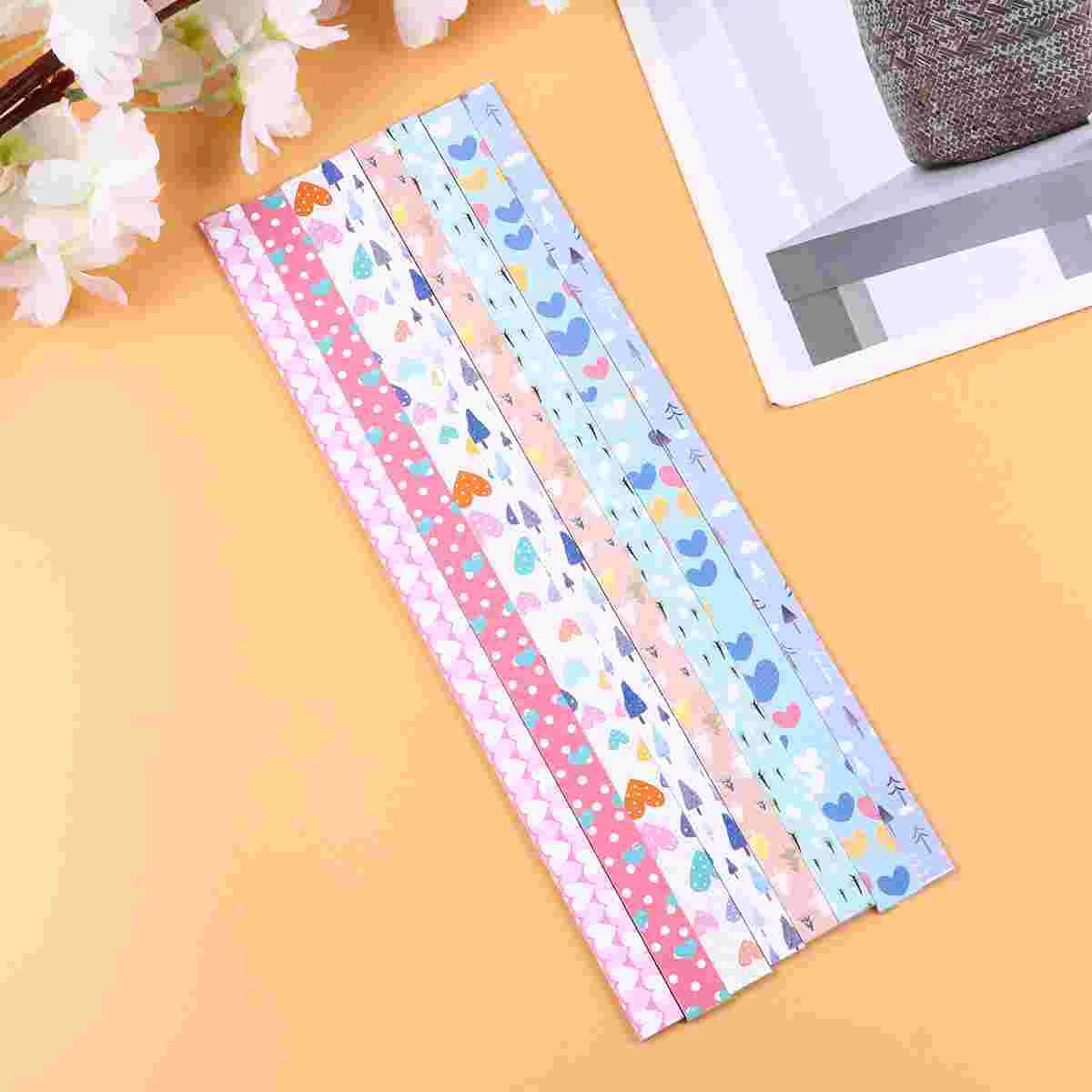 

12 Sets of Glitter Star Folding Paper Bowknot Pattern Five Star Paper for DIY Craft
