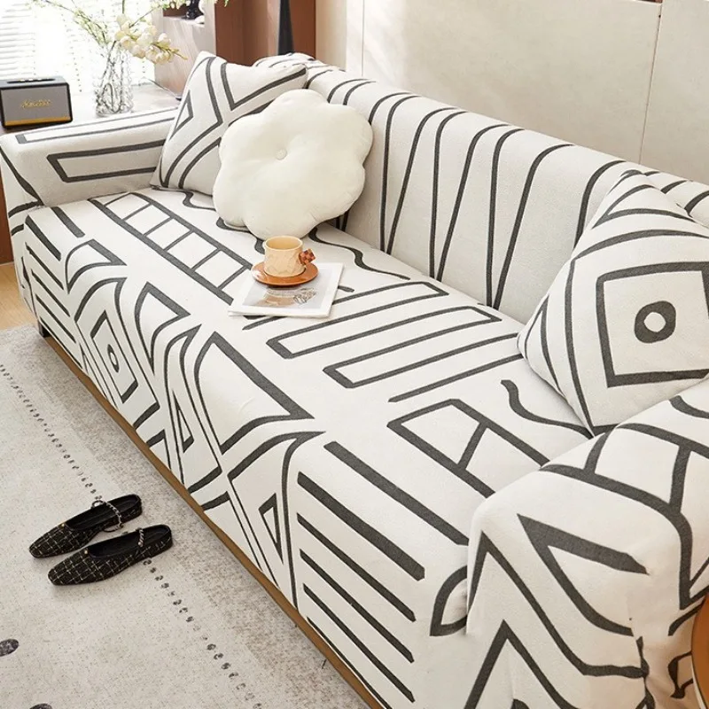 Jacquard Adjustable Elastic Sofa Cover Armchair Protector Corner L Shape Stretch Thick Slipcovers Couch Covers 1/2/3/4/5 Seater 6