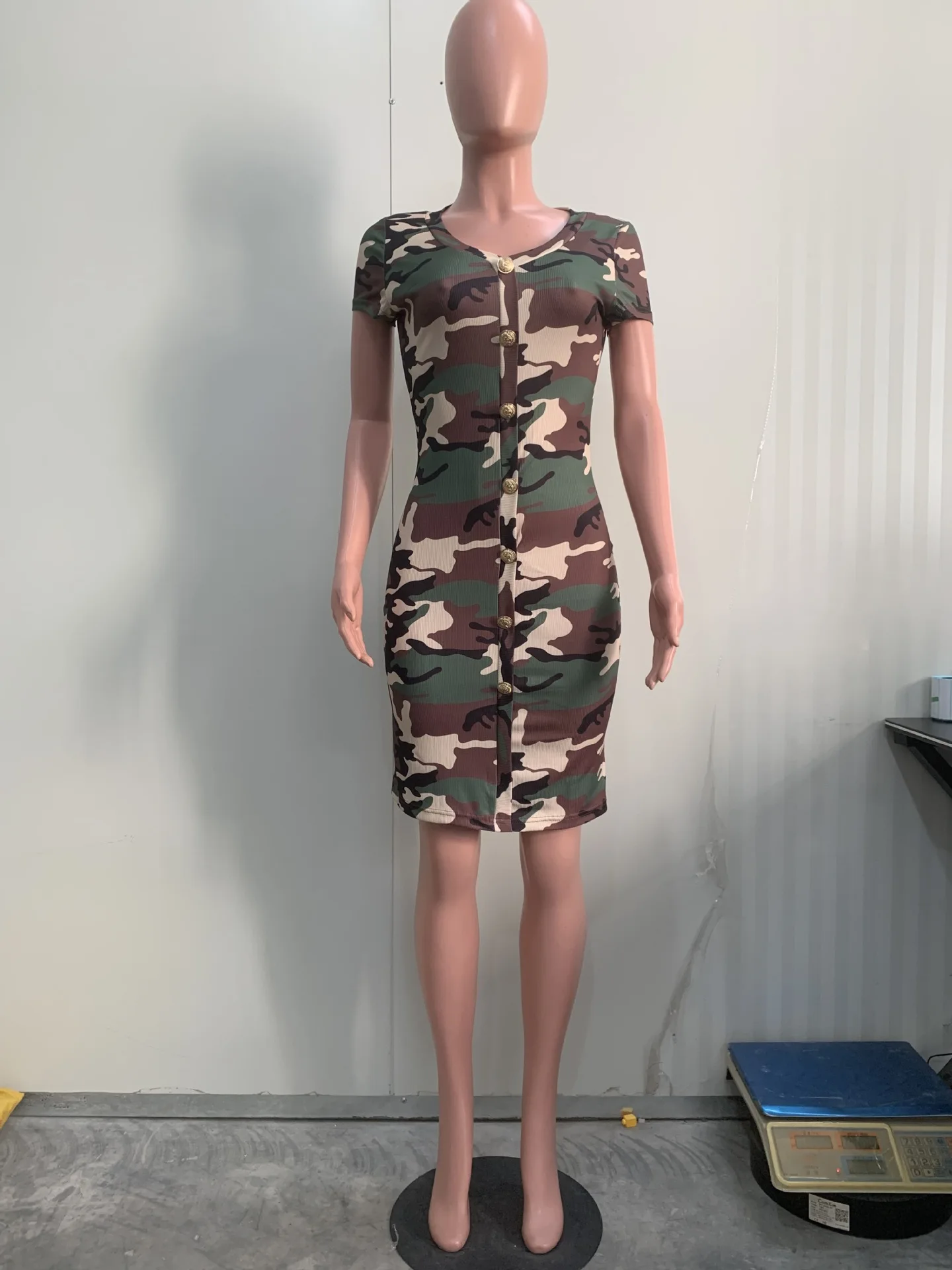 army green camouflage dress Studded Camo Dress (S) – Holy Thrift main image 1