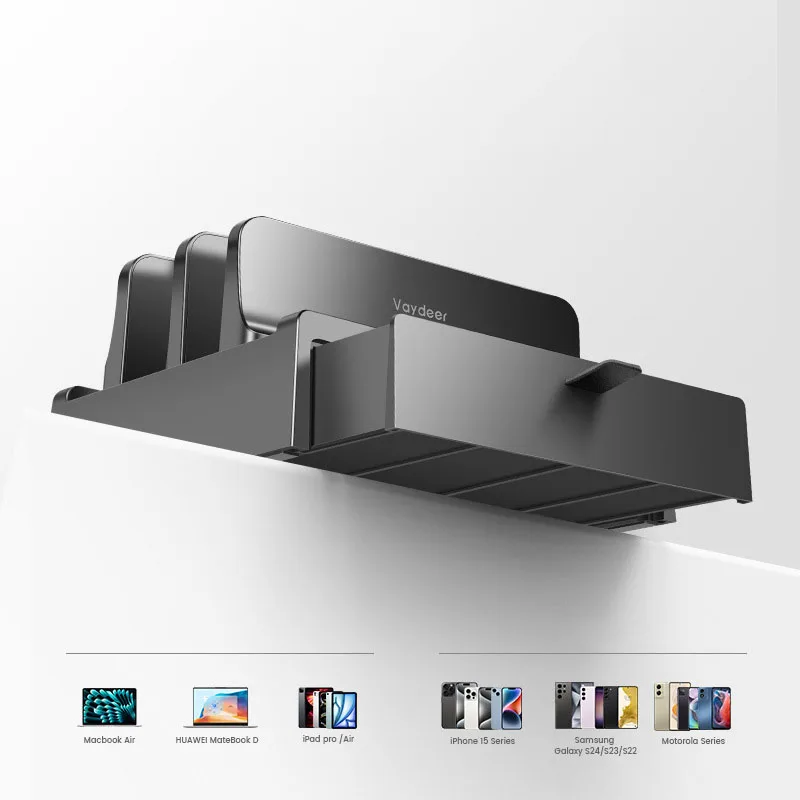 Vaydeer 수직 듀얼 슬롯 플라스틱 노트북 스탠드 (서랍 포함) MacBook Pro 용 컴퓨터 랙 홀더 HUAWEI 데스크탑 스토리지베이스