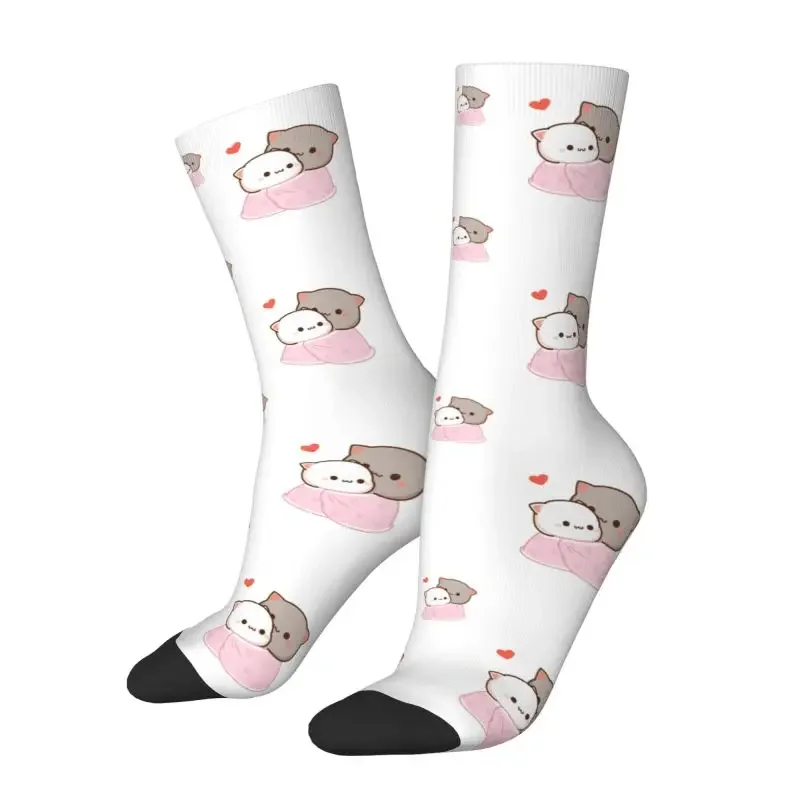 

Peach And Goma Mochi Cat Cuddling Happy Dress Socks Breathable Fashion Crew Socks Novelty Street Style Crazy Socks for Men Women