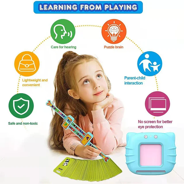 Kids Education Learning Toy English Reading Machine Speech Therapy Autism Montessori Preschool Toy Flash Cards For 2-6 Year Gift 2
