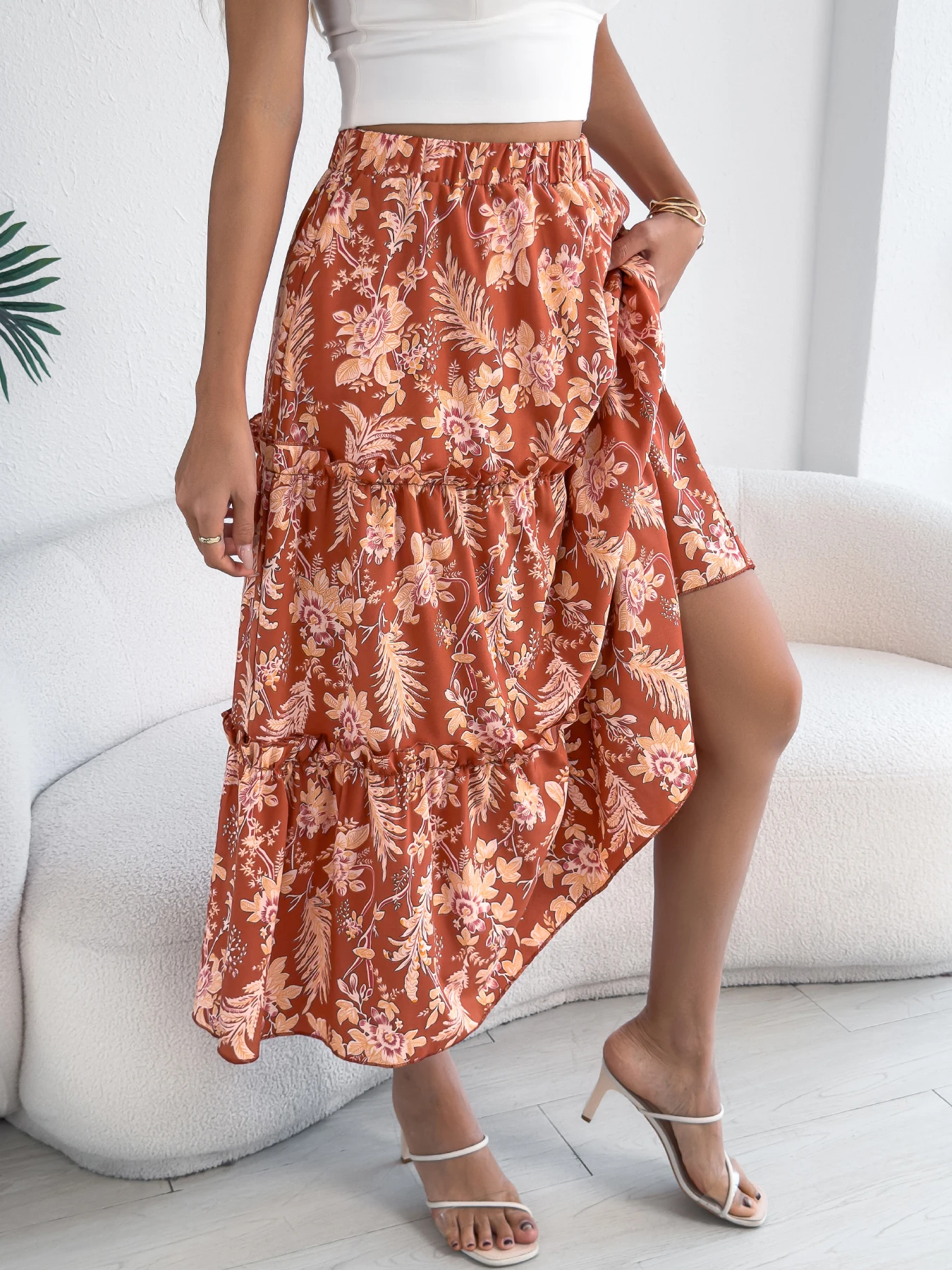 Elegant Floral Print Skirt for Women
