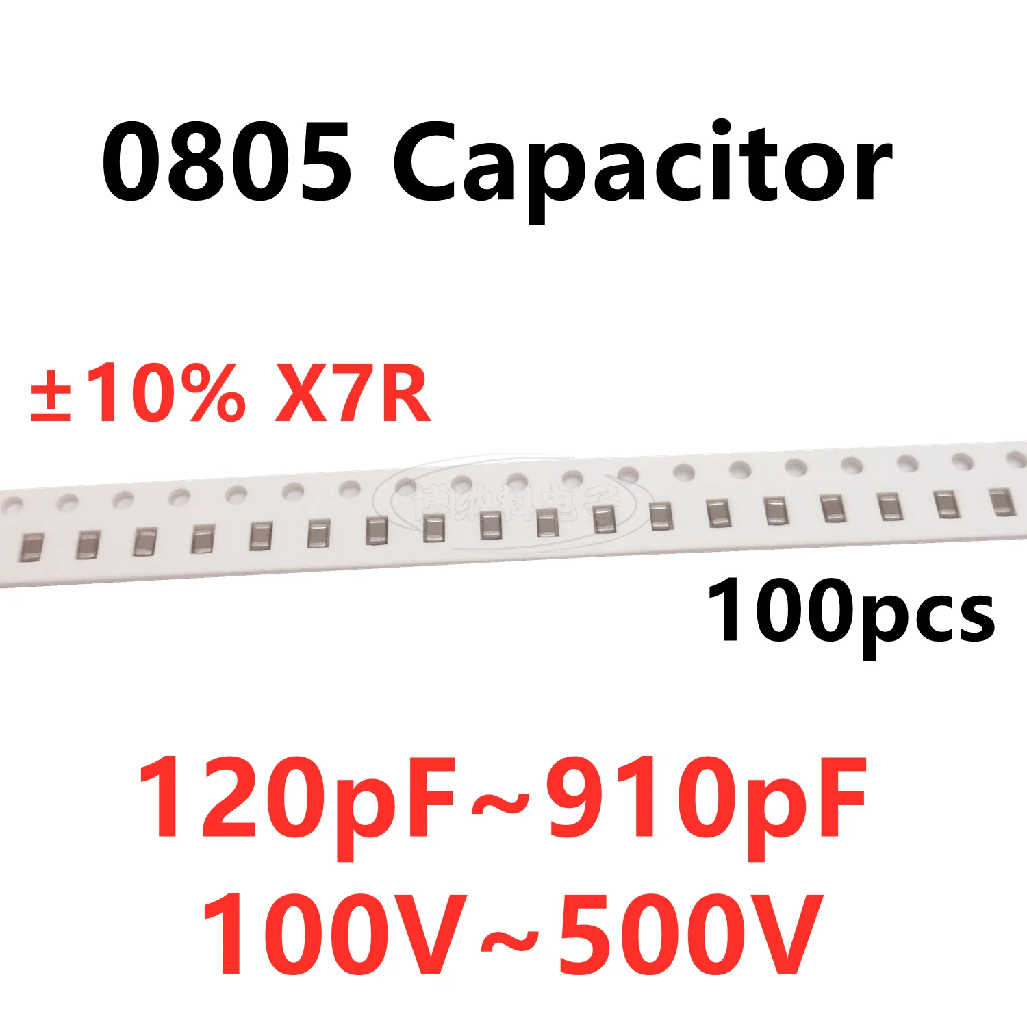 

100pcs 0805 SMD Capacitor 120/130/150/160/180/200/220/240/270/300/330/360/390/430/470/560/620/680/750/820/910PF X7R 10%