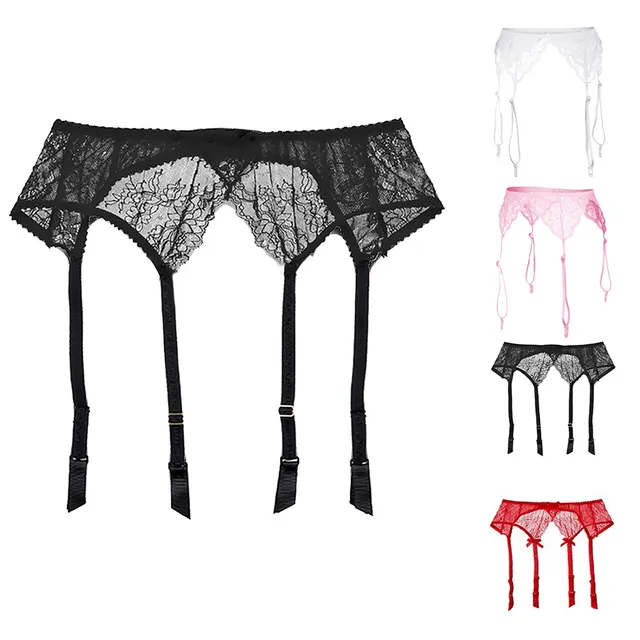 Jarretelles en dentelle pour femmes, Lingerie Sexy, sous-vêtements transparents, ceinture de taille réglable à quatre boutonnage pour bas, Lingerie 1
